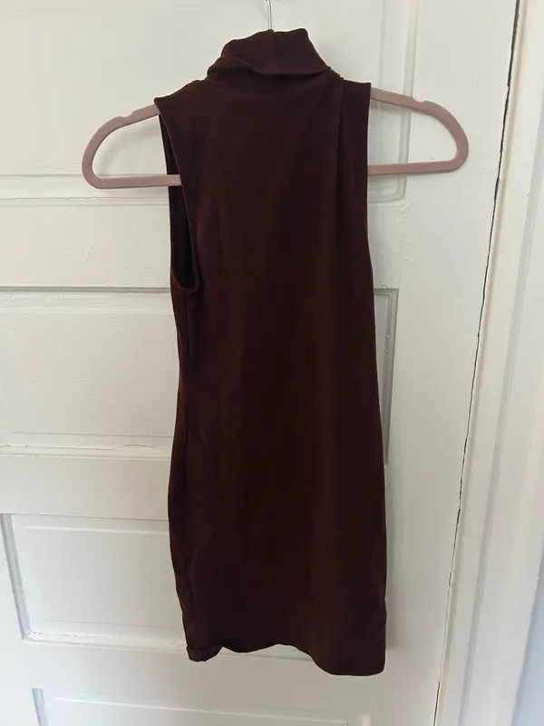 Brown ZARA Dress Turtleneck Sleeveless - Image 2