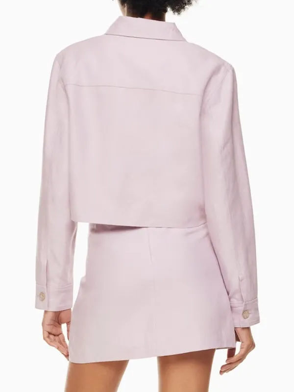 Aritzia Wilfred Little Crepette Cropped Jacket in Cloudy Lilac - Image 3