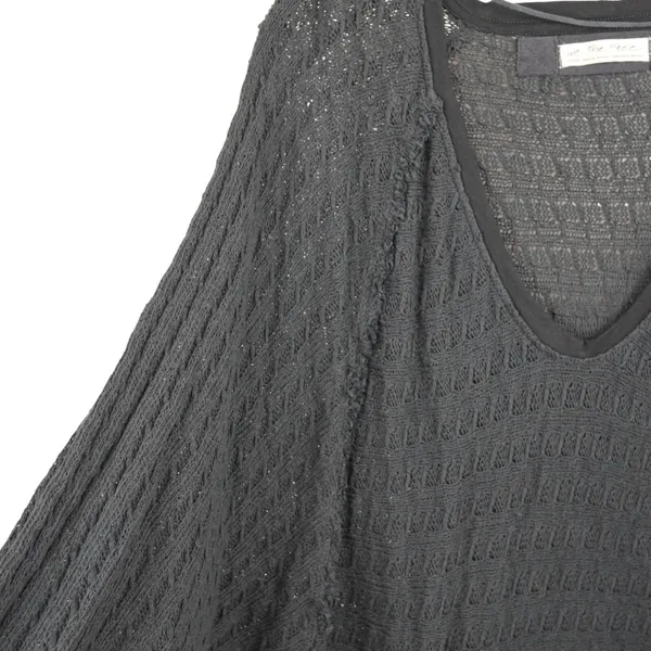 We The Free Free People‎ Sweater Women LBlack Textured Knit Oversized Boho Coastal Grandma - Image 5