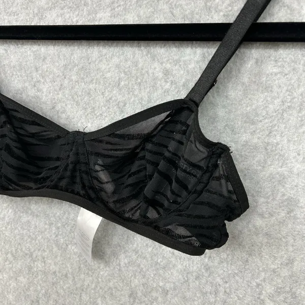 Nasty Gal Size Small Black Sheer Zebra Print Wireless Bra - Image 2