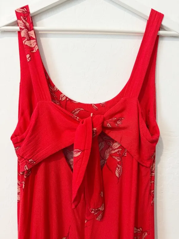 Dress Forum Floral Midi Slip Dress Size Medium Open Tie Back Vacation Boho Chic - Image 11