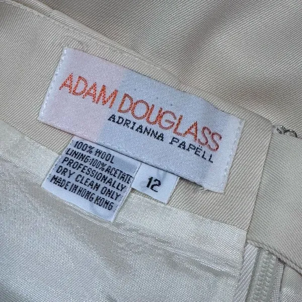 Adrianna Papell Women's Knit Pull On Midi Skirt Size 12 cream‎ Wool - Image 7