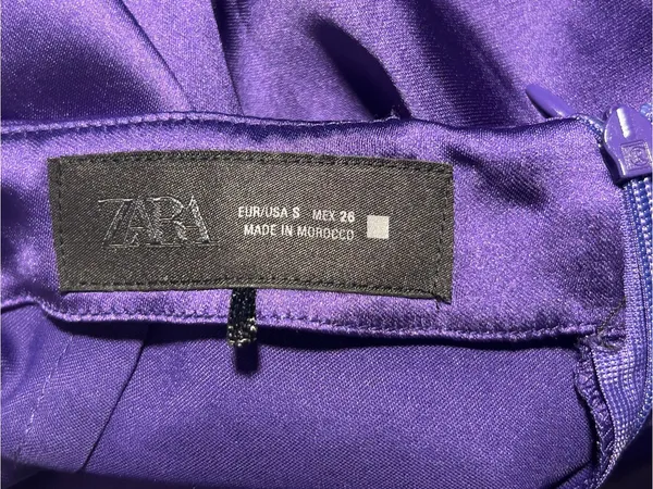 ZARA Purple Satin Strapless Twist Midi Dress Sz. Small GUC Asymmetric Tube Dress - Image 3