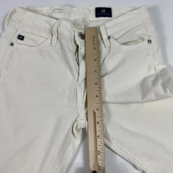 AG Adriano Goldschmied Prima‎ Jeans Womens 25R White Corduroy Cigarette - Image 9