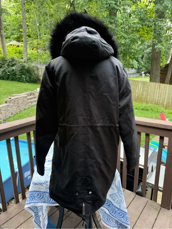 Source Unknown XUANHUANIAO Faux Fur Hooded Parka Jacket - Black size XL - Image 6