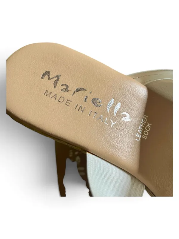 Mariella Made in Italy White Rhinestone Wedge Slide Sandals Size 8 - Image 3