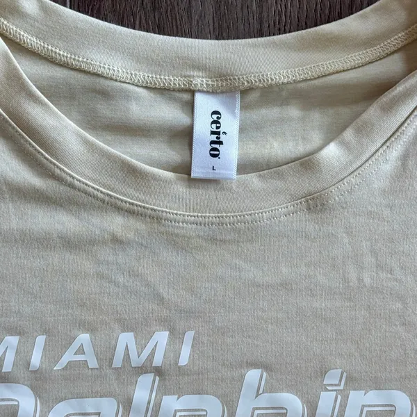 Miami Dolphins Shirt NFL Football Slouchy Fan Logo Cream Minimalist Women Large - Image 4
