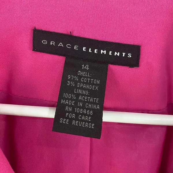 Grace Elements Lightweight Hot Pink Trench Pea Coat Plus Size 14 - Image 4