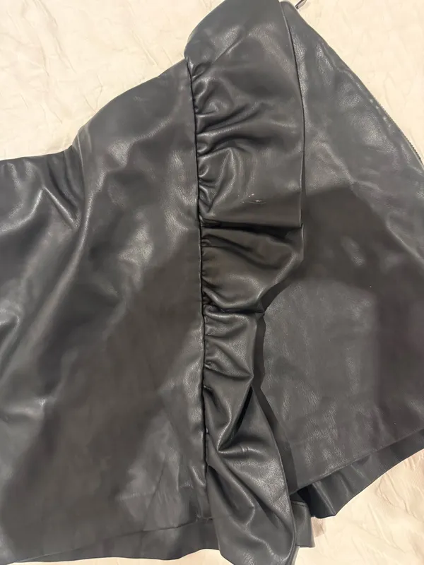 ZARA Black Leather Skirt Faux - Image 2