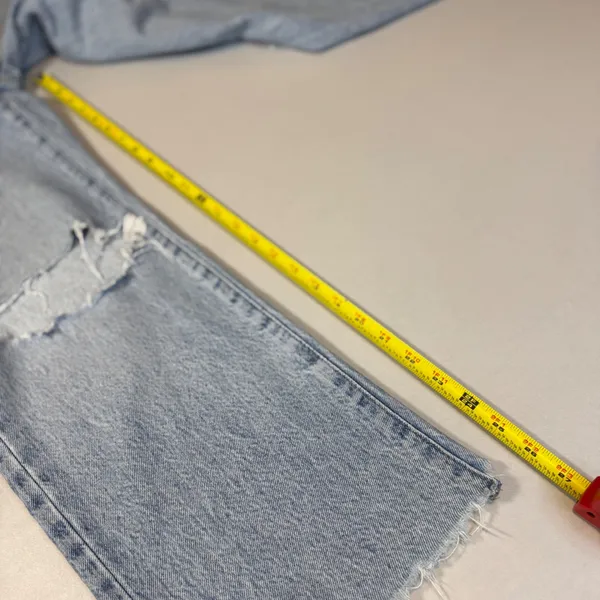 Garage High Waisted Wide Leg Distressed Denim Jeans Light Wash‎ Blue Size 25" - Image 9
