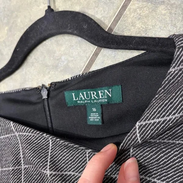 Ralph Lauren Women’s Windowpane Puff Sleeve Dress Size 16 Fully Lined Office EUC - Image 6
