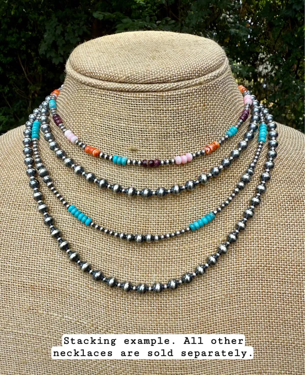 Handmade 15” Navajo Style Sterling Silver Pearls Choker - Image 8