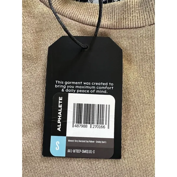 Alphalete Women's Terry Oversized Crop Pullover - Smockey Quartz , Size Small - Image 8