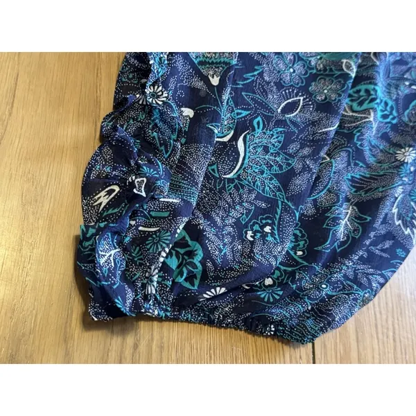Anthropologie Maeve Floral Button Up Blouse Boho‎ Size L Pleated Ruffles Peasant - Image 9