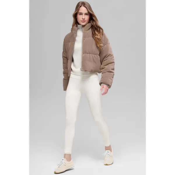 Alo Yoga Micro Corduroy Dreamy Puffer Chai Latte XXS - Image 4