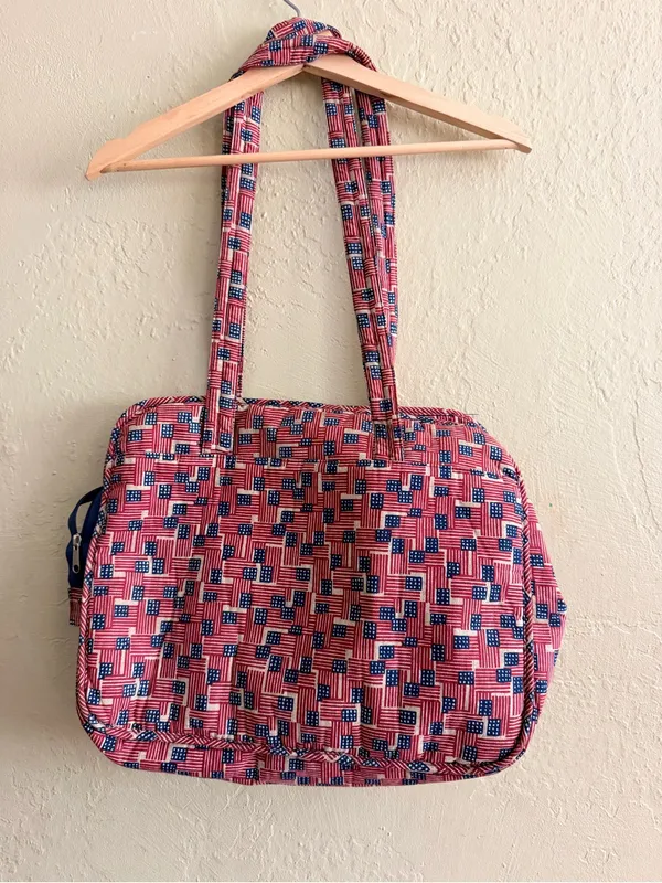Patriotic Quilted Diaper Bag in Red, White & Blue with changing pad - Image 2