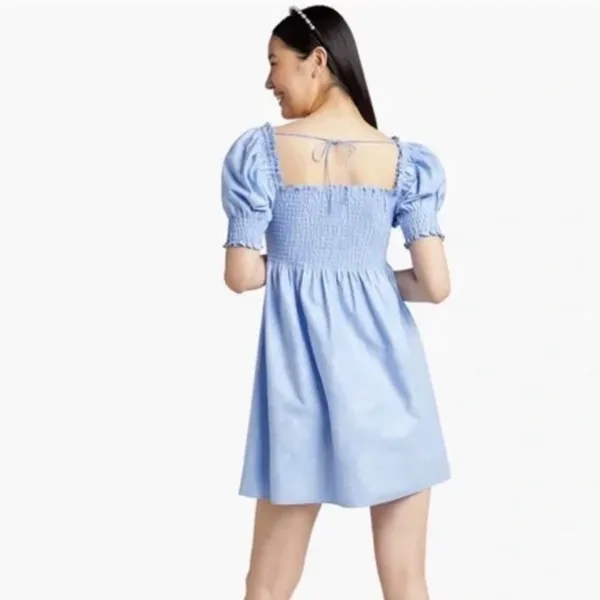 Hill House Athena Nap Dress in Light Blue Glitter Check - Image 3