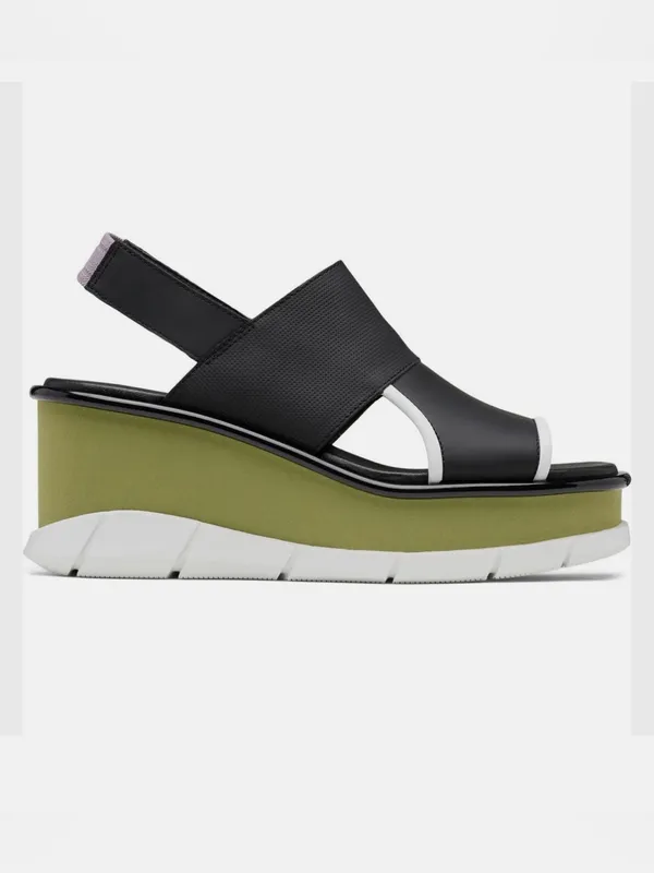 Sorel‎ Slingback Platform Wedges Black with Olive Trim Size 9.5 - Image 10