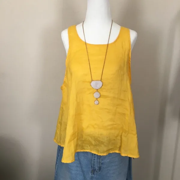 Anthropologie Yellow linen tank top - Image 3
