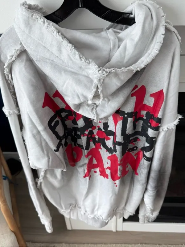 FROM THE TRENCHEZ "WITH PAIN" WHITE Set - Jacket & Sweatpants XL New - Image 6