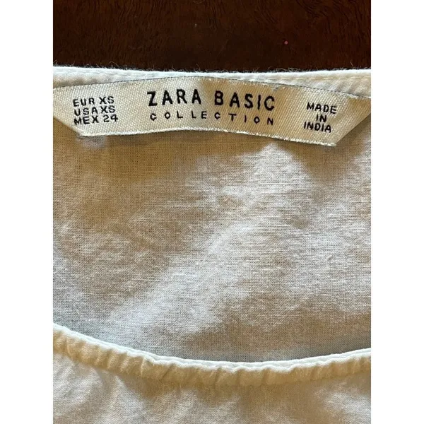 Zara White Cotton Lace‎ Cut Out Cold Shoulder Blouse Size XS - Image 8