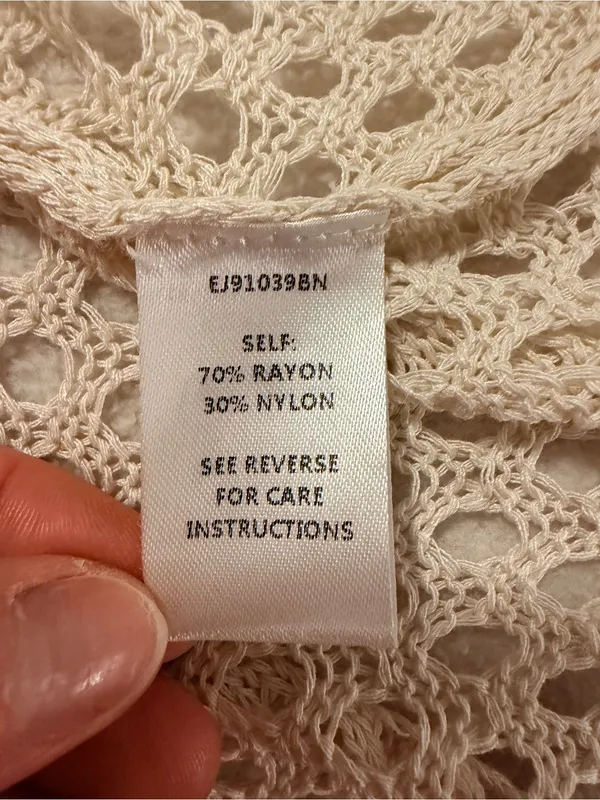 Earthbound Cream Crochet Open-Front Women's Sweater Cardigan - Image 4