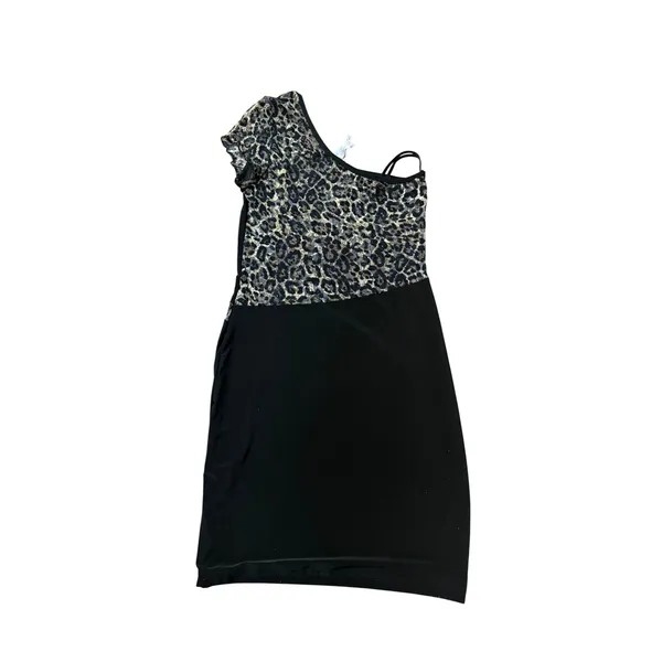 Eien One Shoulder Leopard Print Bodycon Mini Dress Made in USA Size M‎ - Image 2