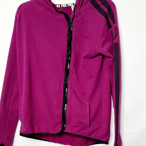 PINK - Victoria's Secret zip up hooded sweatshirt sz M - Image 2