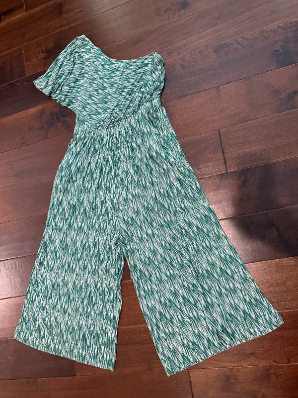 Anthropologie Maeve Jamie Wide Leg Jumpsuit Green Print Size Medium - Image 4