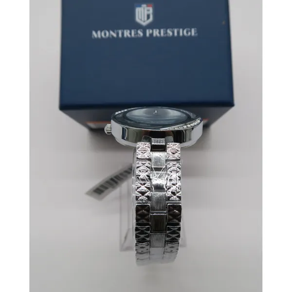 Montres Prestige MPW-0222 Silver Tone Crystal Swirl Bezel Dress Watch New - Image 6