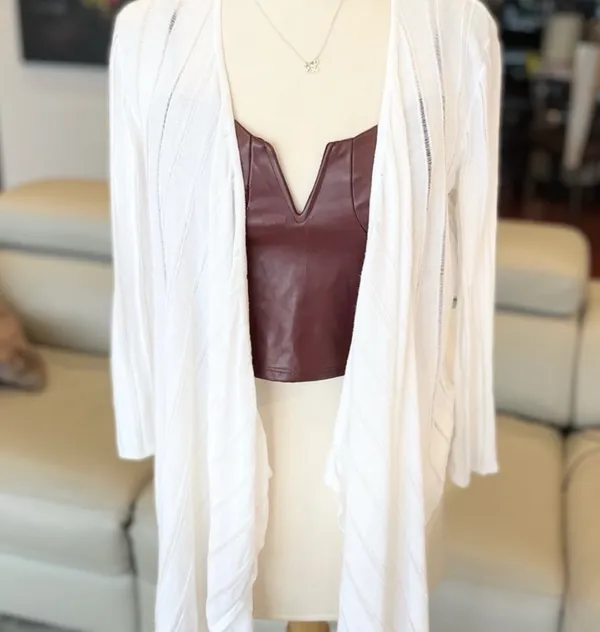 Charlotte Russe Burgundy Faux Leather Corset Crop Top - Image 4