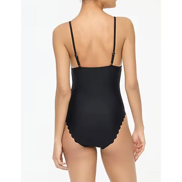 J. CREW Scalloped Black One Piece Swimsuit Size Small - Image 3