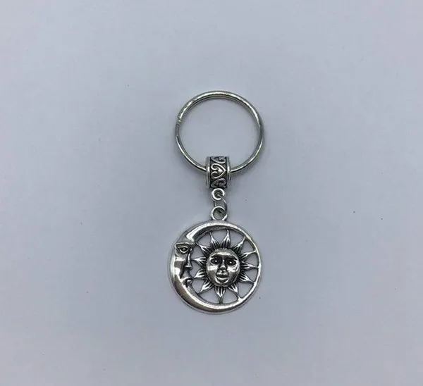 New sun and moon silver or gray dangle keychain - Image 9