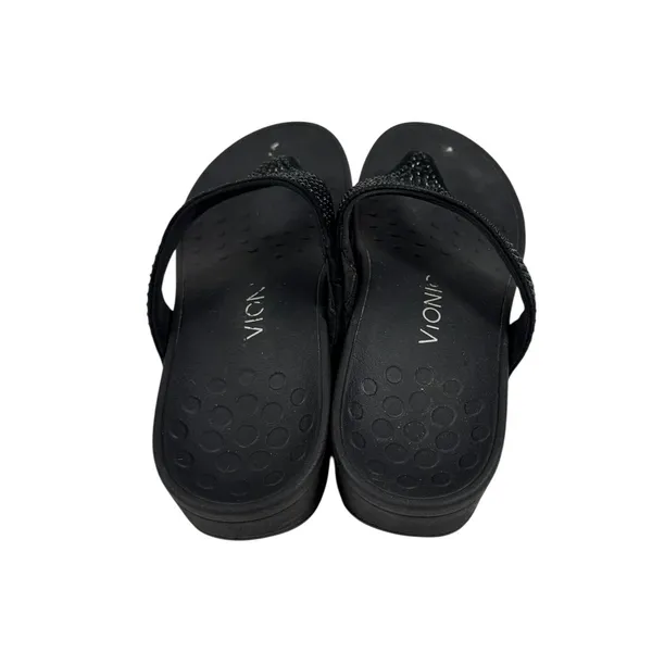 Vionic Naples Black Rhinestone Wedge Sandals Orthaheel Thong Slides Women 7 - Image 2