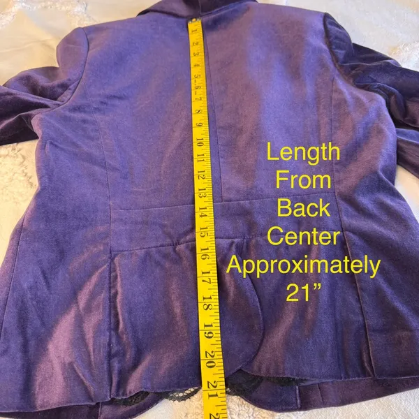 Apostrophe Women's Purple Velvet Blazer Black‎ Lace Sz 6P color purple NWT - Image 10
