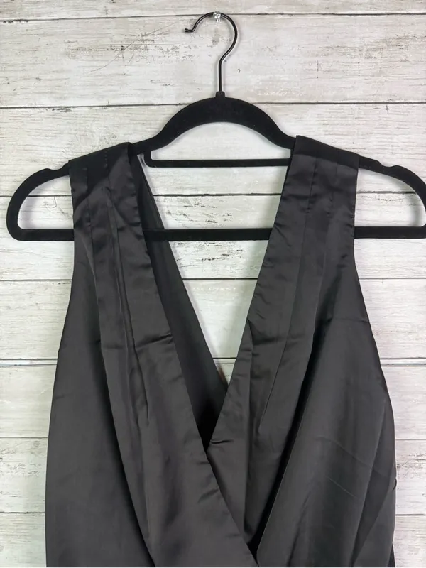 Lulus Prize Winning Black Satin Faux Wrap Bodysuit Size Small - Image 4