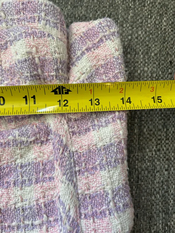 Zara Pink Lavender Tweed Strapless Crop Top - Built in Bra | Size Medium - Image 6