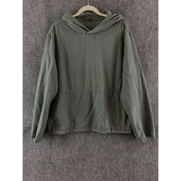 COS Men’s Hoodie Canvas Pullover Streetwear Olive Green Designer Sz Large - Image 2