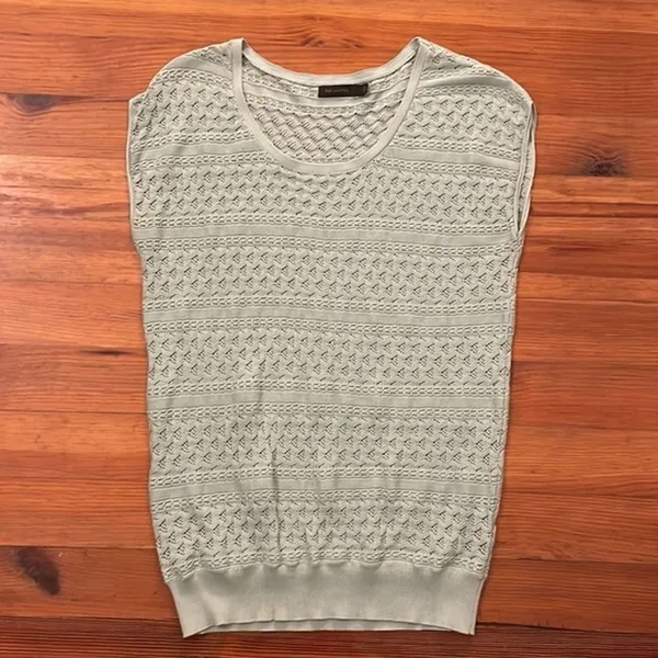 The Limited Mint Green Open Weave Knit Sweater Vest Womens Size Large Sleeveless - Image 4