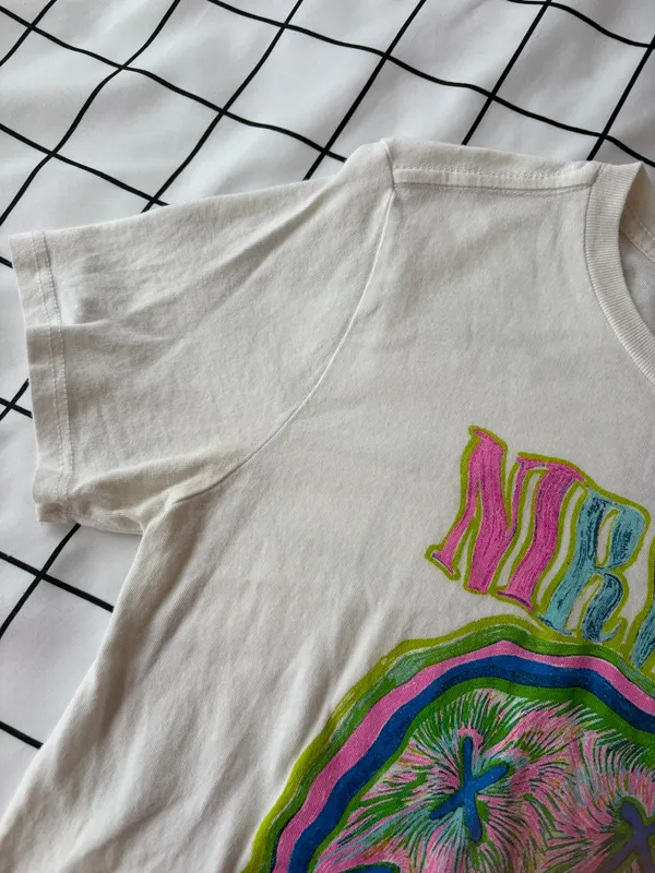 Tilly's Woman’s Colorful Smiley Nirvana Baby Tee, Size S, Cropped. - Image 4