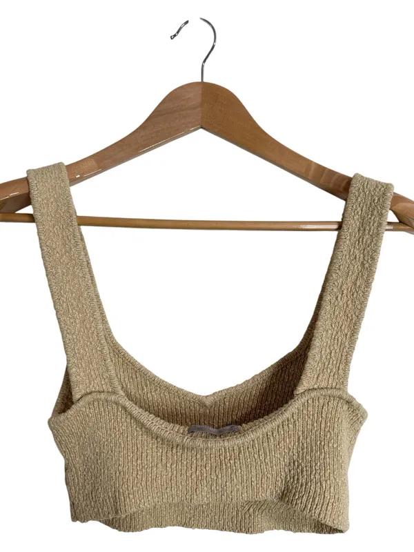 Urban Outfitters Neutral Beige Ribbed Knit V-neck Cropped Sweater Tank size M - Image 2