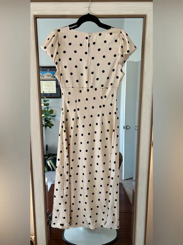 Camila Coelho Polka Dot Lace Butterfly Maxi Dress Cream and Black size Small S - Image 5