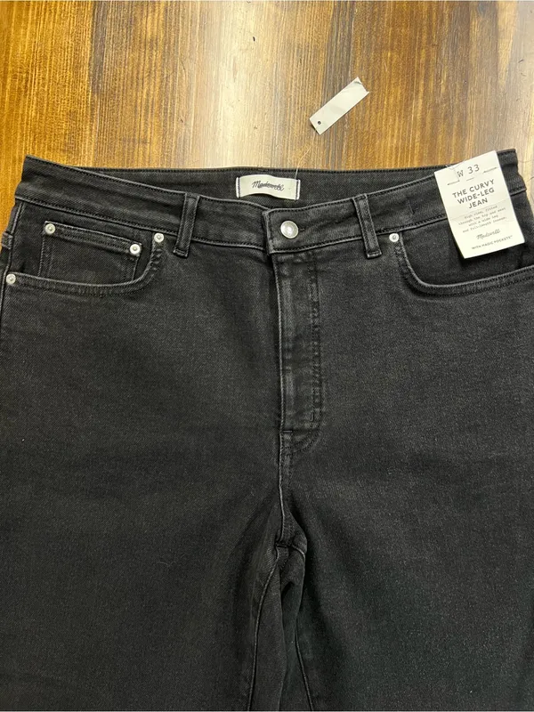 Madewell The Curvy Wide-Leg Jean in Black Frost Super Stretch Size 33 NWT - Image 9