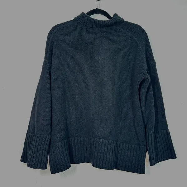 S Sweater Knit Pullover Oversized Wool Blend Funnel Mock Neck Y2K 2000's Black - Image 7