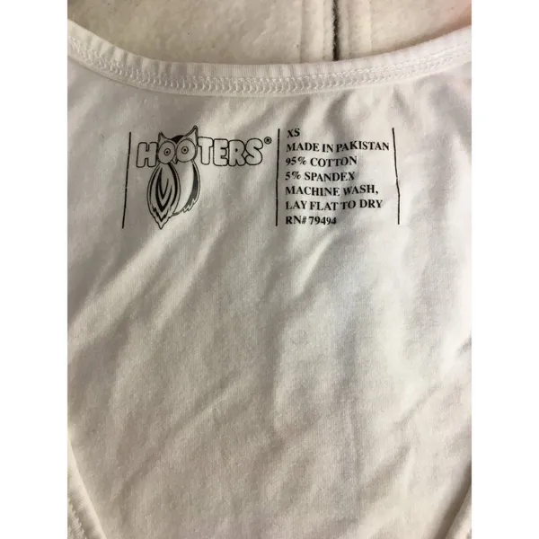 B43 Hooters Girl Worn Super Sexy Uniform VNeck Tee White Size XS - Image 3