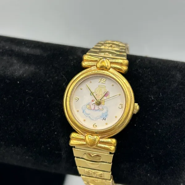 Valdawn Fluttering By To Say Hi Watch 2001 Gold Tone Stretch Needs Battery VTG - Image 2