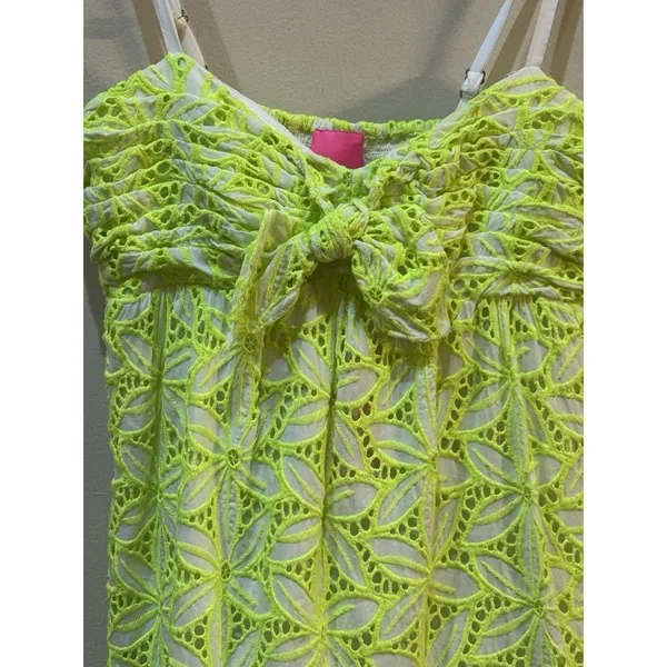 LILLY PULITZER BRIANA FIT FLARE EYELET LACE GREEN DRESS size 00 NWT MSRP $218 - Image 4