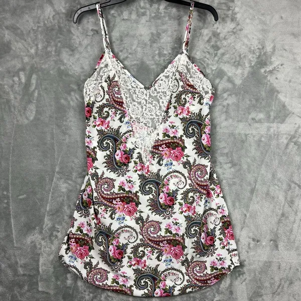 Vintage Gold Label Victoria's‎ Secret Paisley Floral Pink Lace Slip Dress Size L - Image 2