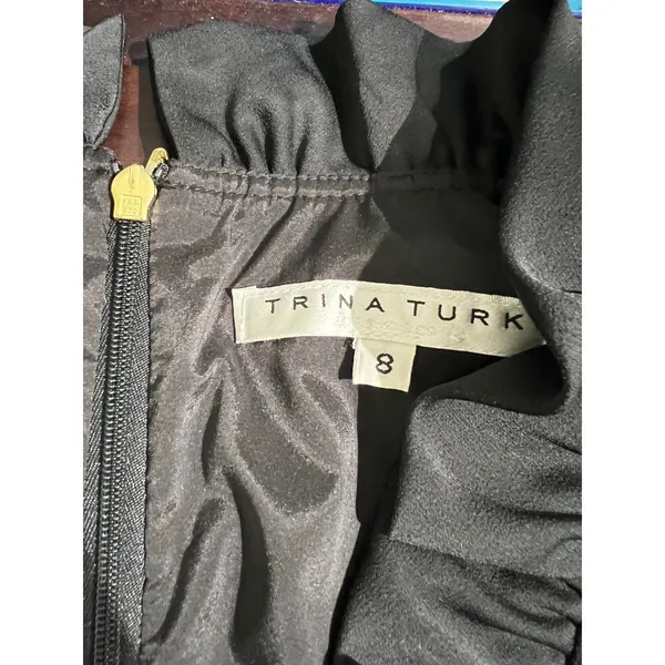 Trina Turk Black Ruffle Neck Sleeveless Jumpsuit Size 8 - Image 4