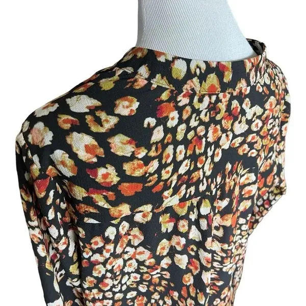 Womens Alyx Flower Petal Print Flowy Tie Neck Top Blouse - Sz L - Image 3